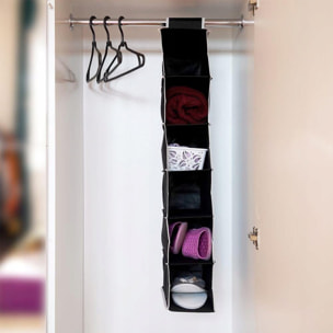 Well home organizador colgante de almacenamiento con 6 compartimentos 15x30xh84cm negro con ribetes blancos