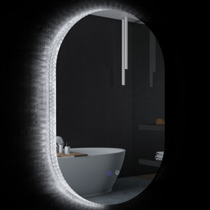 Espejo de Baño con Luces LED 81x51 cm Espejo de Pared con 3 Colores Ajustables Función Antivaho Interruptor Táctil IP44 Horizontal o Vertical Plata