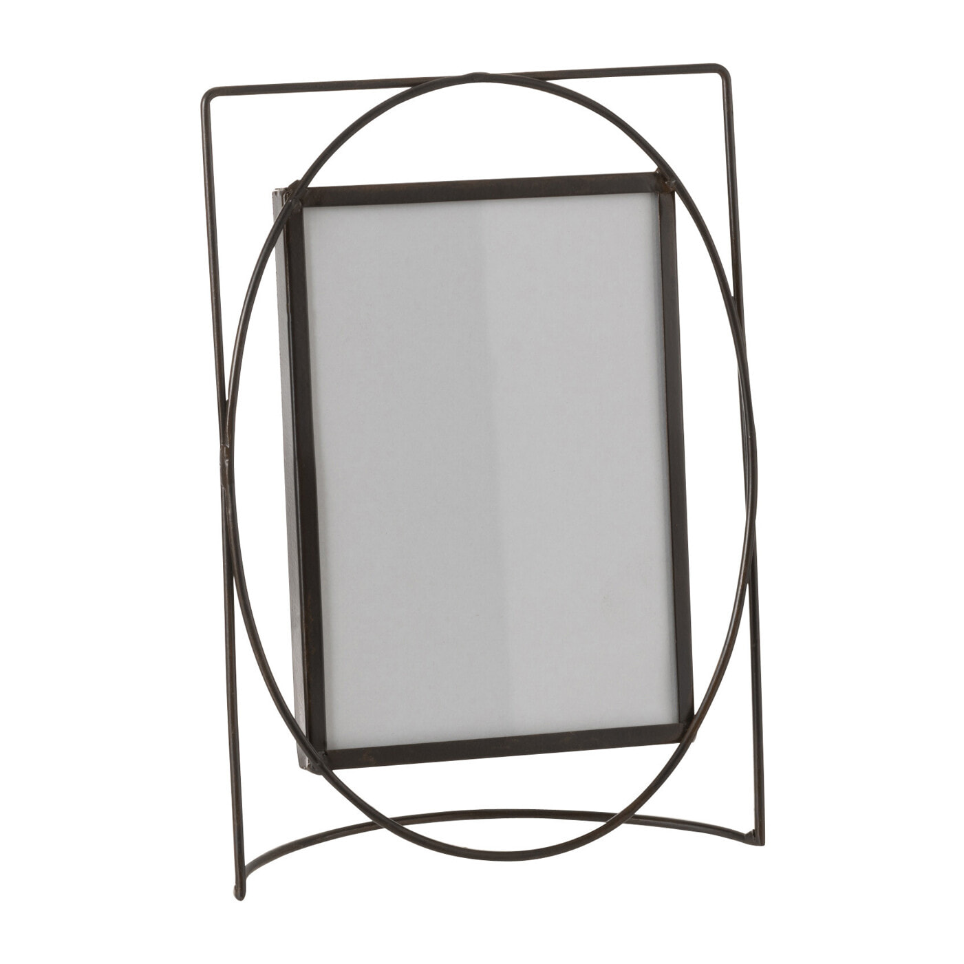 J-Line cadre photo Rectangle - métal/verre - marron foncé - large