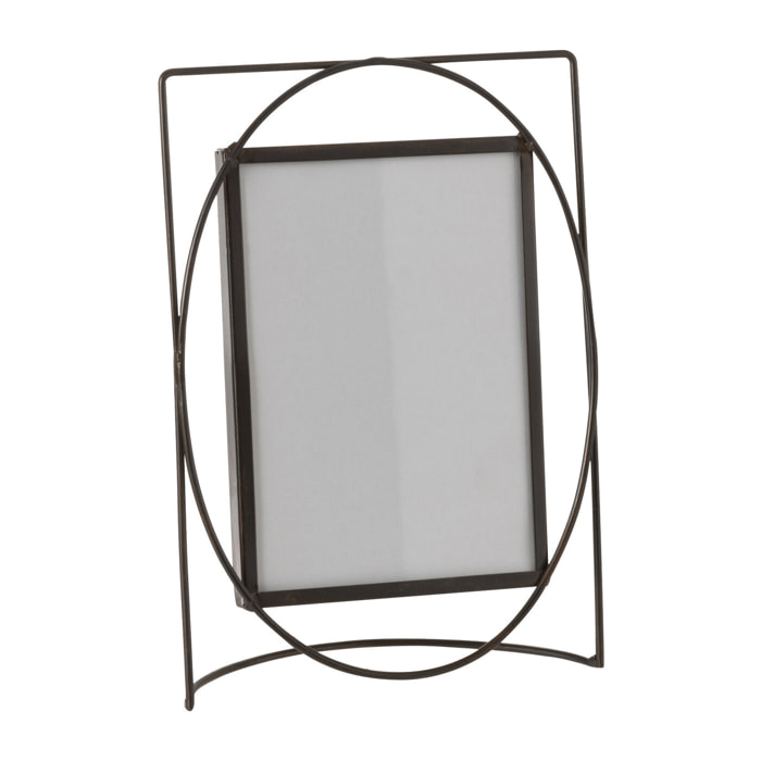 J-Line cadre photo Rectangle - métal/verre - marron foncé - large