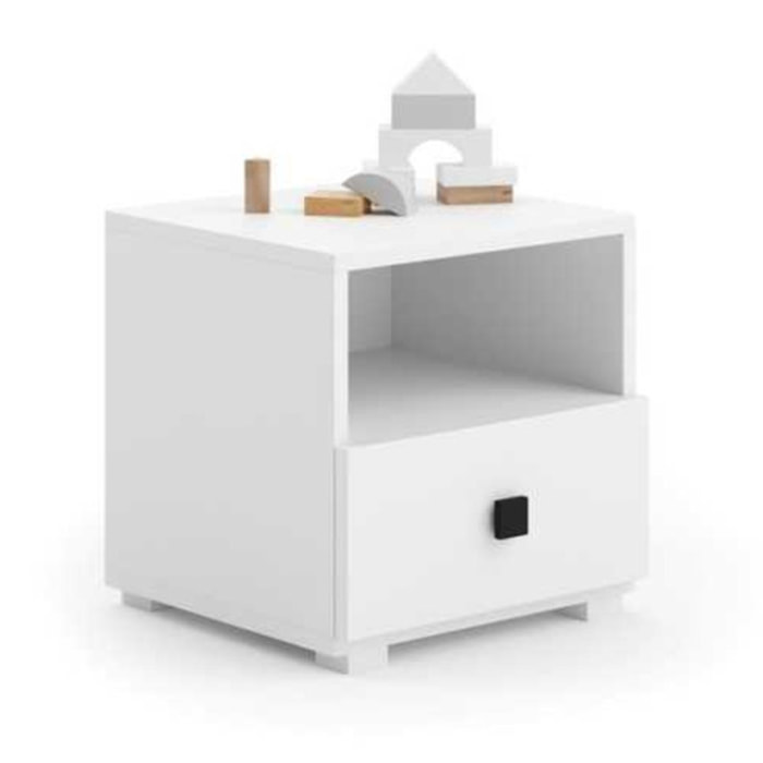 Comodino per cameretta Emi bianco con maniglia nera a cubo