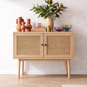 Buffet 2 portes en cannage et bois - EDEN