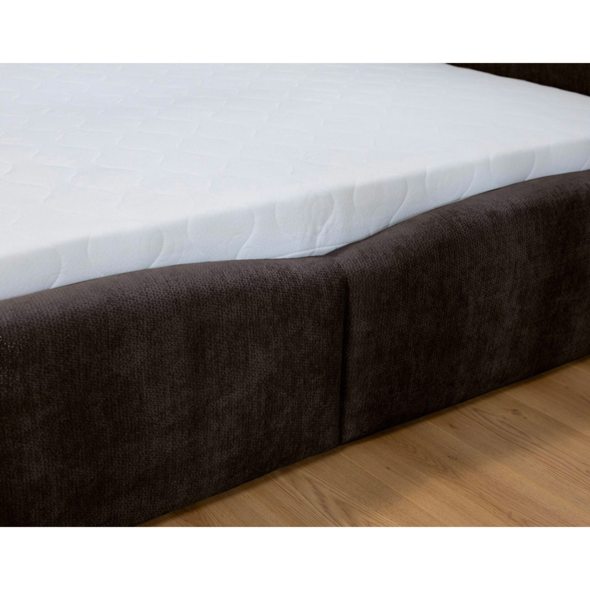 Carla - lit coffre - 160x200 cm - en velours texturé - sommier inclus - Marron
