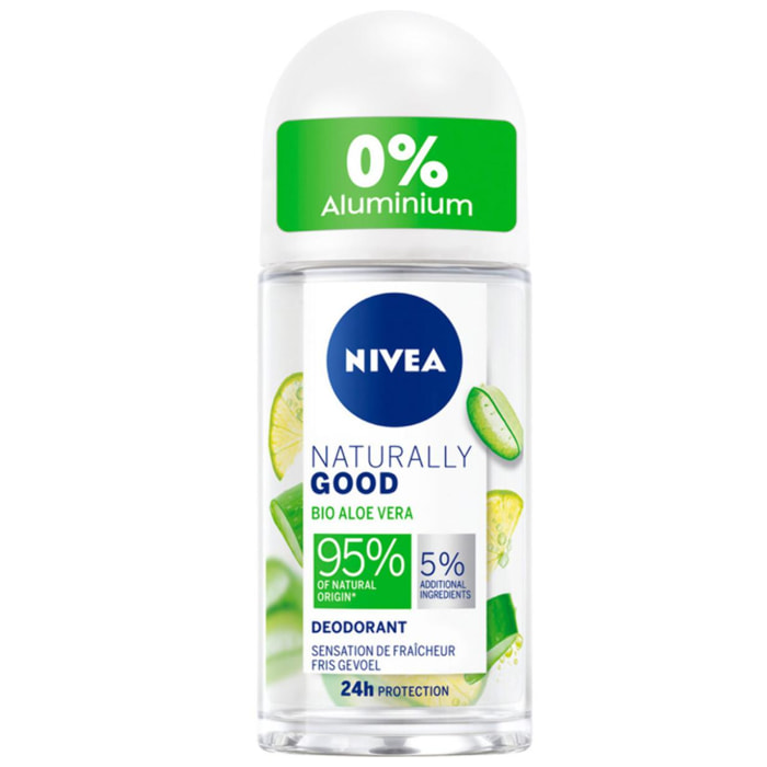 Pack de 3 - NIVEA - Déodorant Bille Femme Aloe Vera Bio Naturally Good 50ml