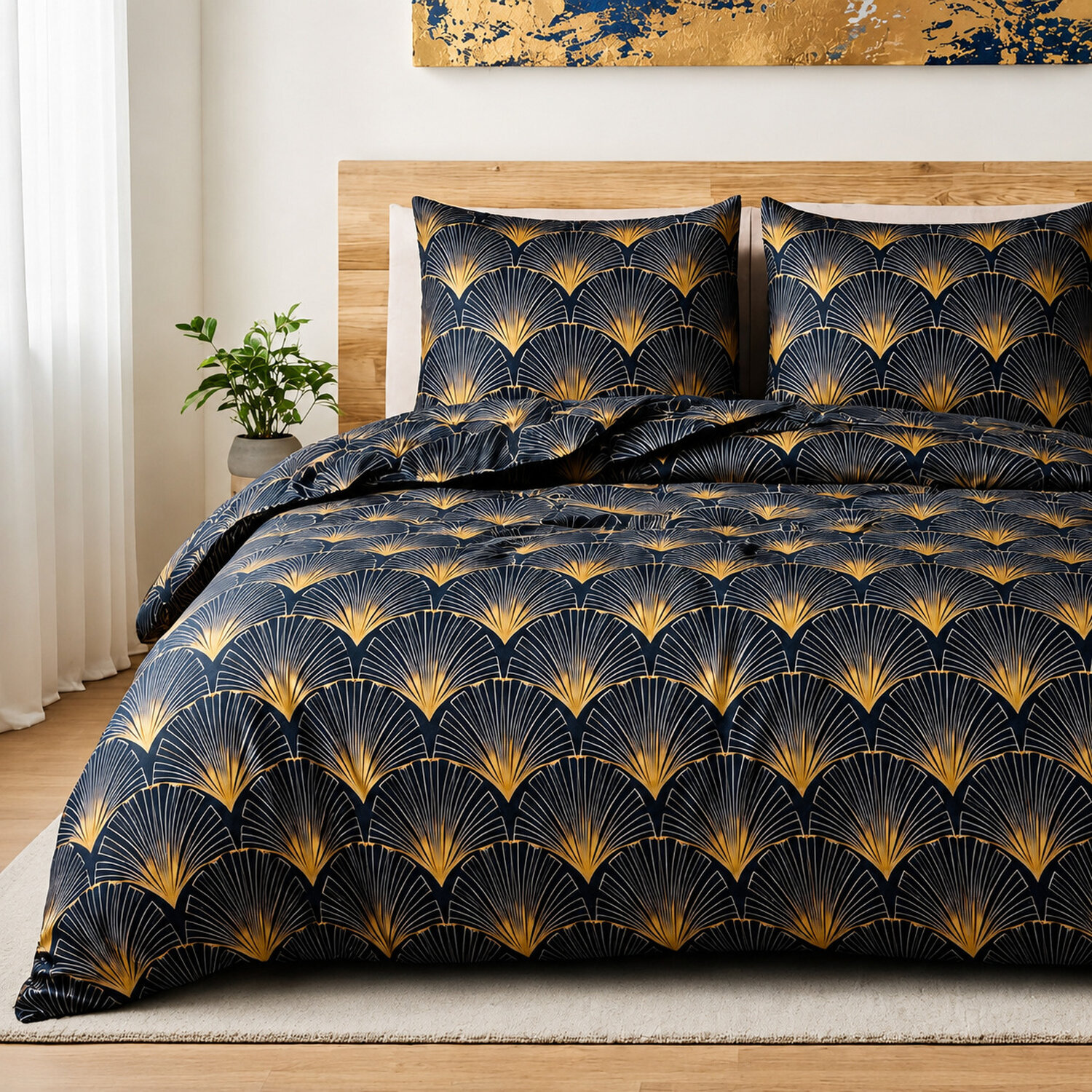 Parure housse de couette 100% microfibre motif éventail - opera