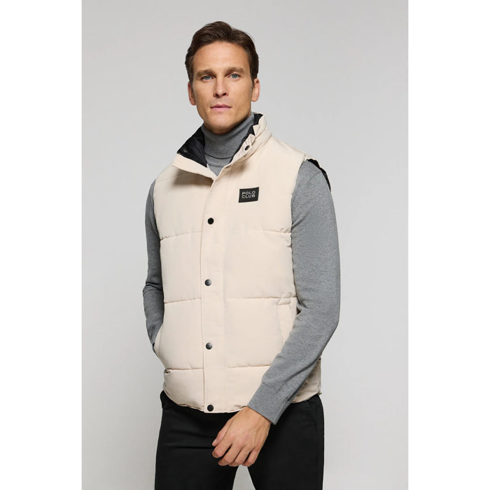 Gilet beige trapuntato con toppa in gomma Polo Club