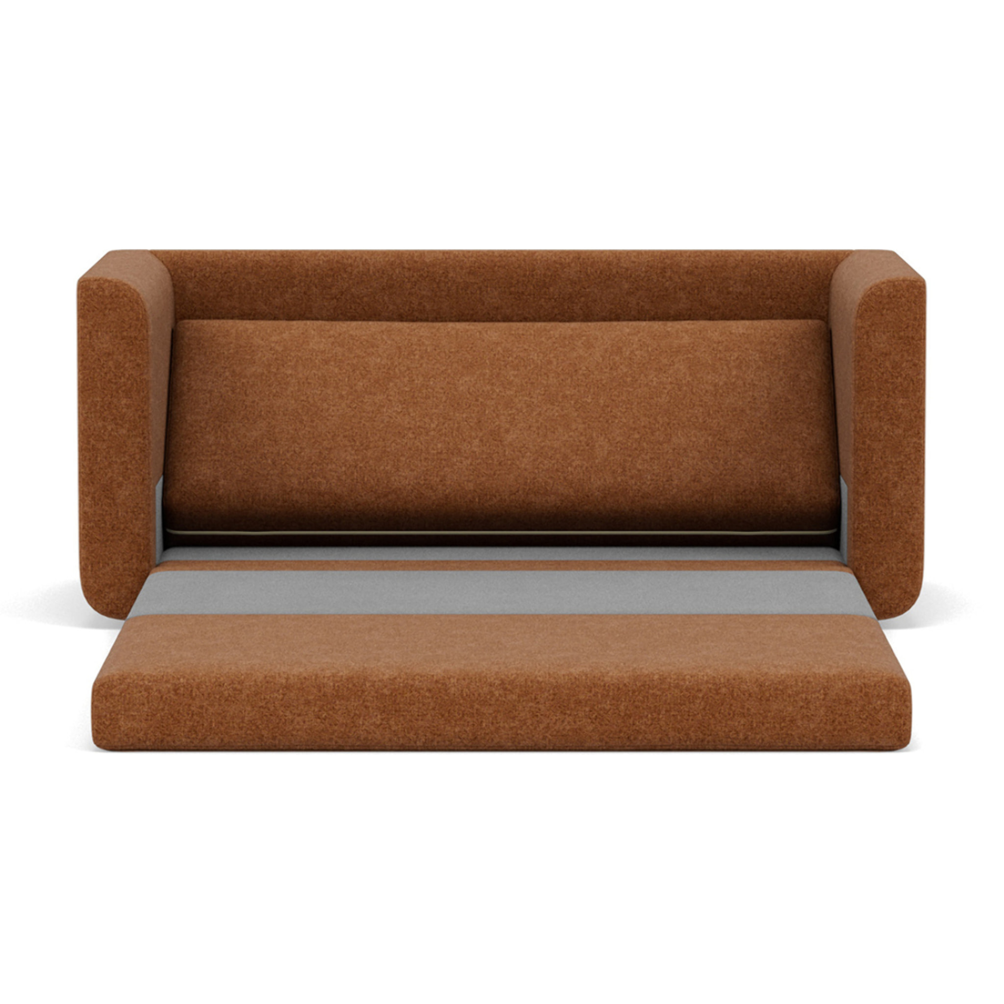 Isana - Canapé 2 places convertible déplimousse avec accoudoirs incurvés en tissu - Terracotta