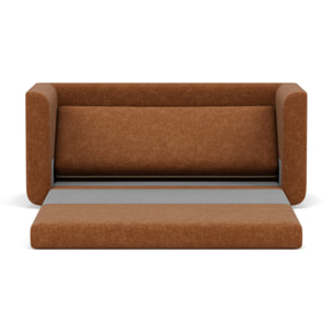 Isana - Canapé 2 places convertible déplimousse avec accoudoirs incurvés en tissu - Terracotta