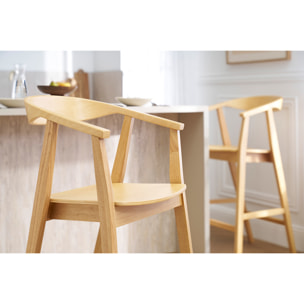 Tabourets de bar scandinaves en bois clair H66.5 cm (lot de 2) BAHIA