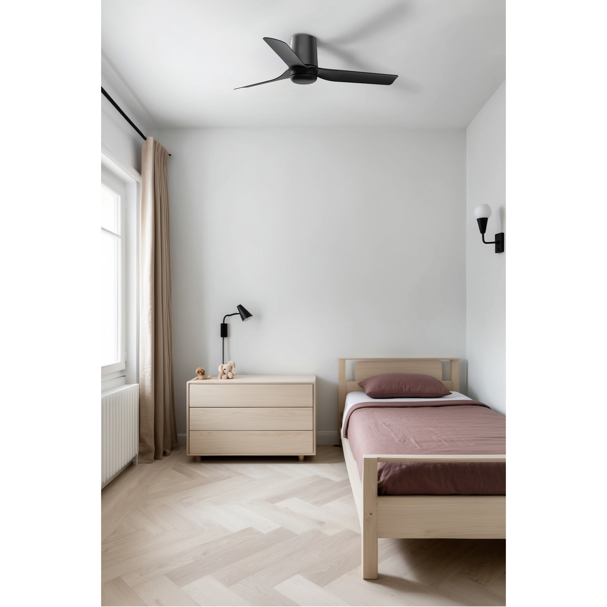 MINI PUNT TUB S Ventilateur de plafond noir/noyer TUYA