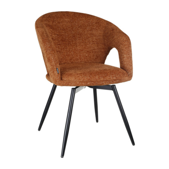Chaise rotative 180° en tissu doux avec accoudoirs - AMBRE