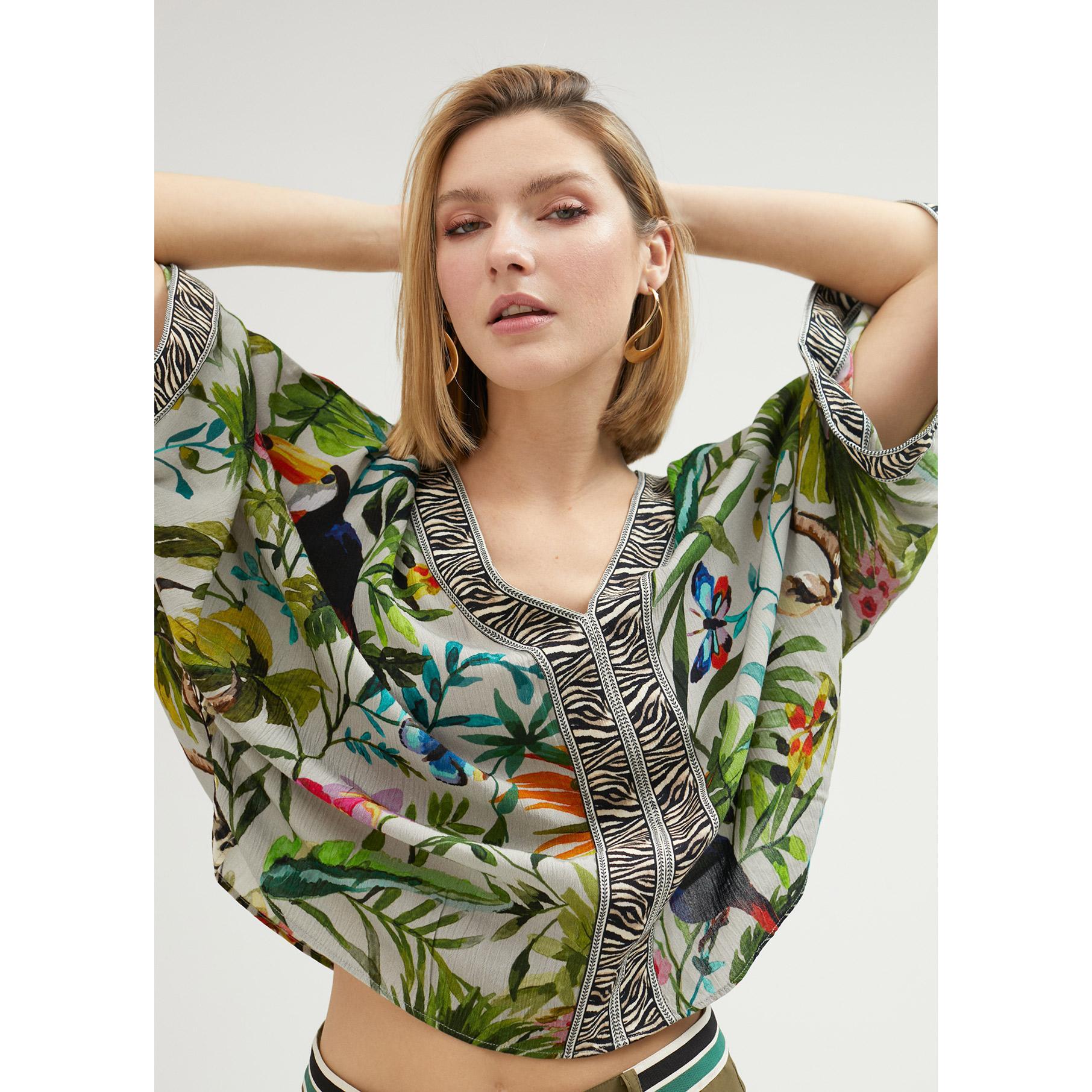Top lungo aperto stampa jungle
