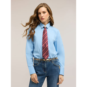 Motivi - Camicia in popeline con cravatta - Azzurro
