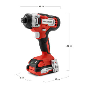 Atornillador de impacto de batería de 20V, velocidad 3500rpm, 130N.m - Greencut ATD200L