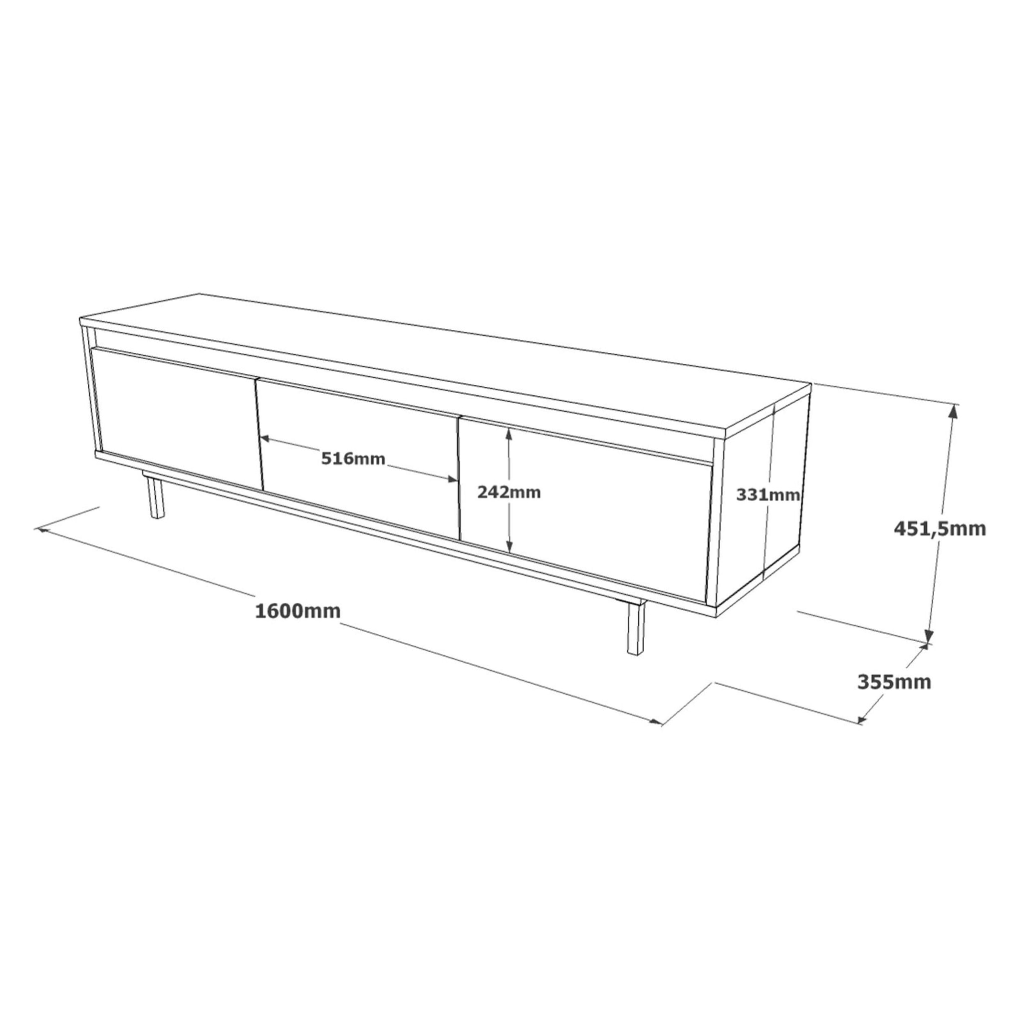 Mueble Luvio Tv 3 Puertas Patas De Metal