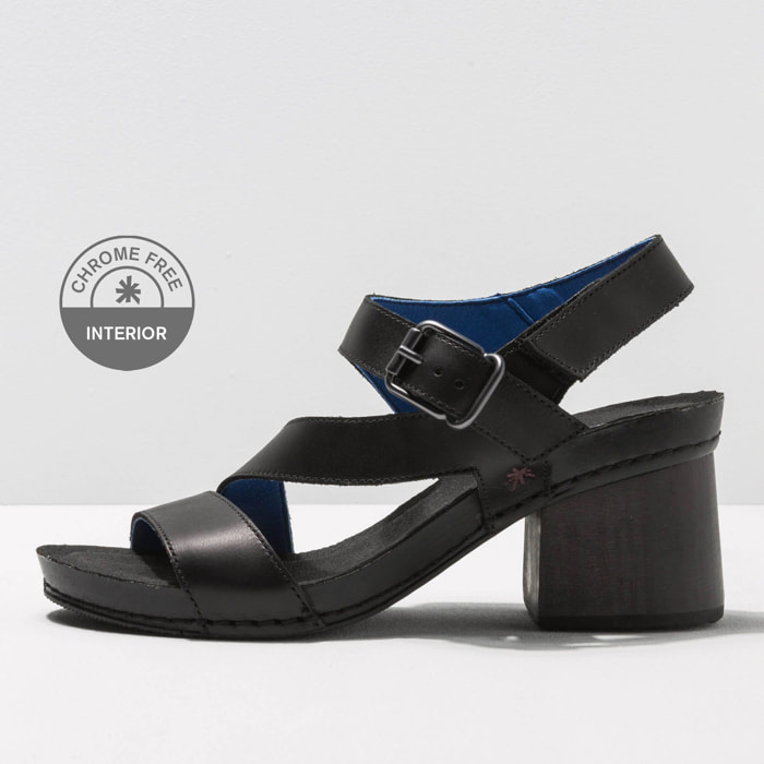 Sandalias con tacón 1872 GRASS WAXED BLACK/ I WISH color Black