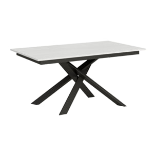 Table extensible 90x160/220 cm Ganty Frêne Blanc bande de chante en teinte cadre Anthracite