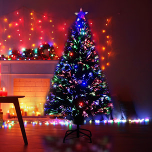 HomCom Albero di Natale 120cm con 130 Rami in Fibra Ottica e PVC e 16 luci LED