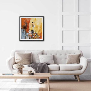 Affiche abstraite terre d' ocre et de sienne Affiche + cadre en bois - Noir