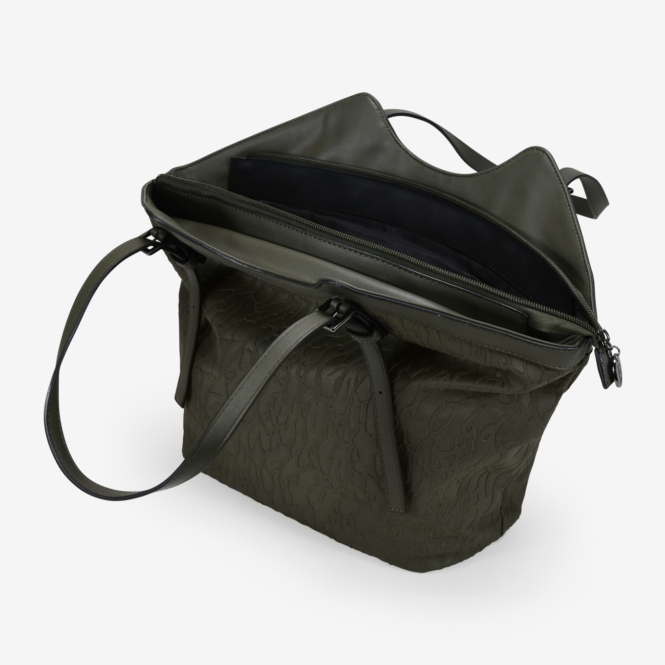 Bolso de hombro caqui con hebillas