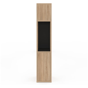 Tête de lit Léo bois et noire avec rangements 165 cm