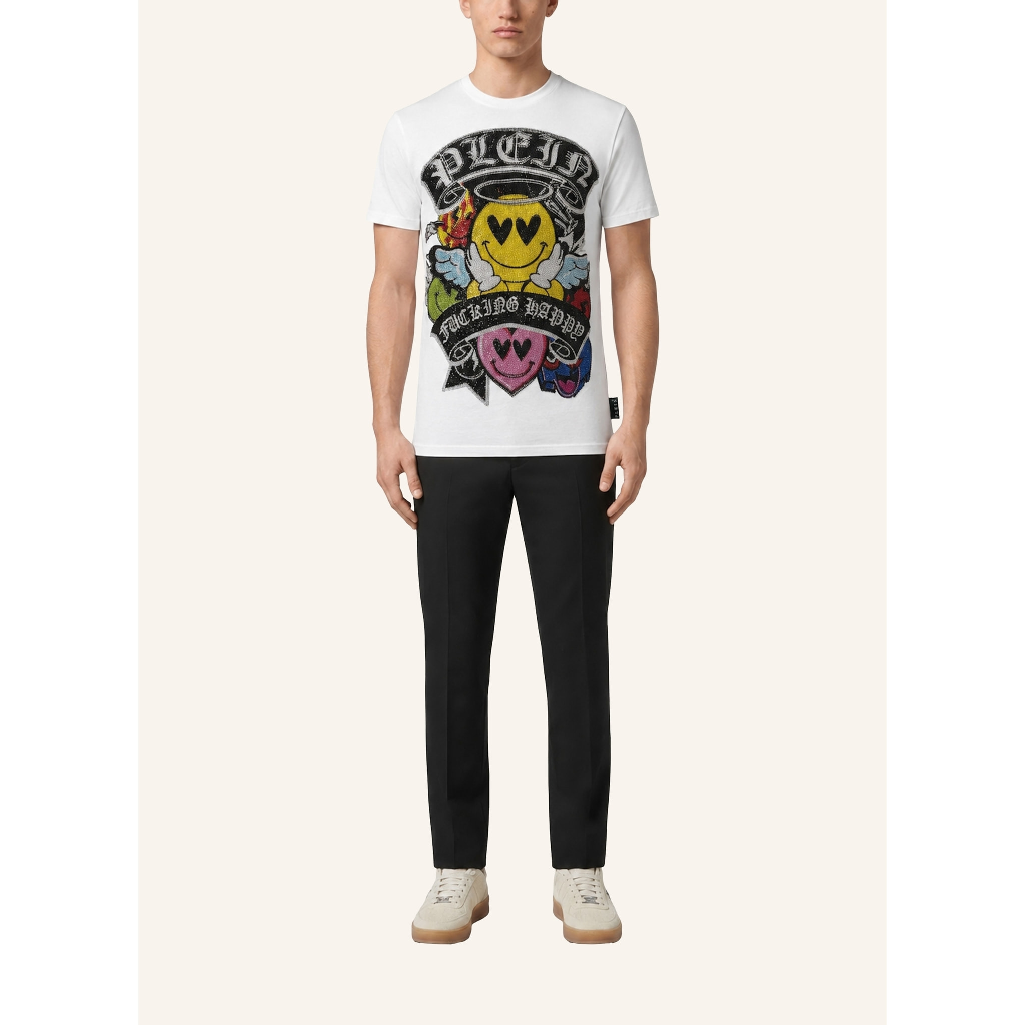 PHILIPP PLEIN Camiseta de cuello redondo y manga corta SMILE
