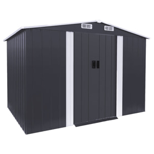 Abri de jardin métal "Boston" - 5,29 m² (4,76 m2 au sol)- Gris