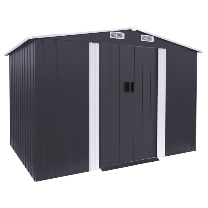 Abri de jardin métal "Boston" - 5,29 m² (4,76 m2 au sol)- Gris