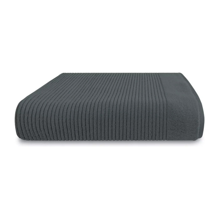 Drap de bain pur coton 575 g/m² uni anthracite Vitae titane