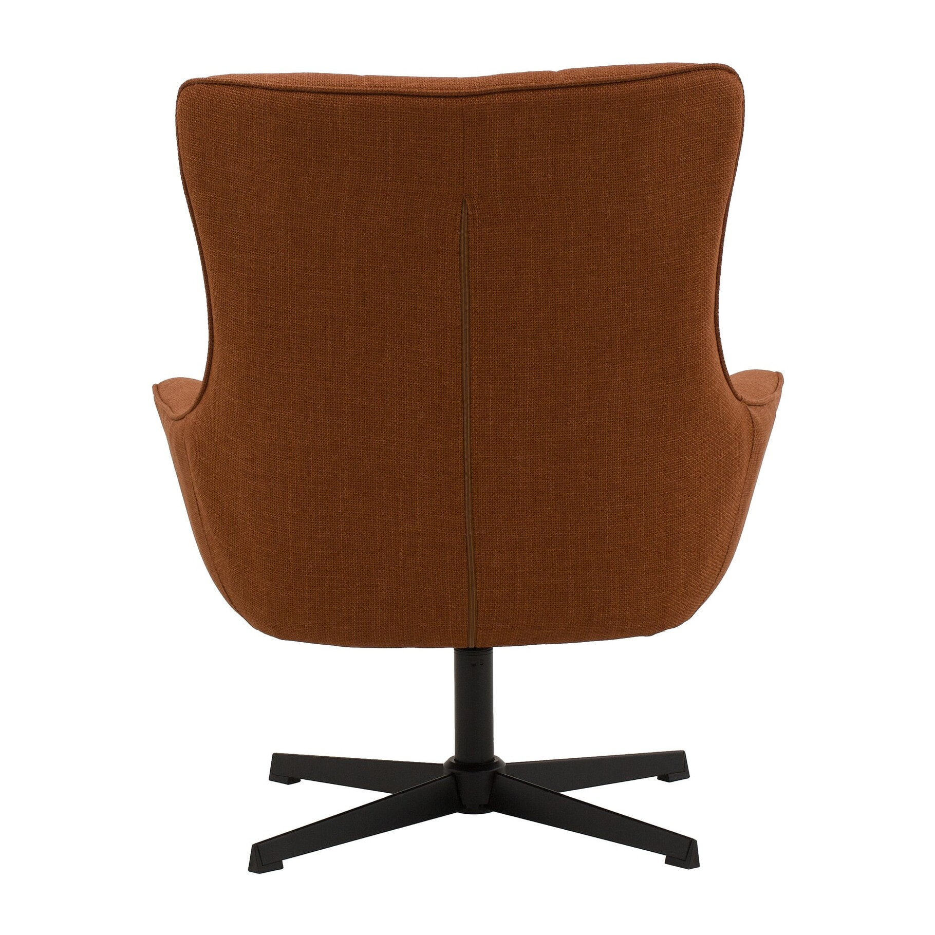 Poltrona girevole CARTAGENA in tessuto terracotta e base in metallo nero