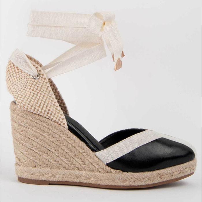 Alpargata De Cuña - Negro - Altura: 7 Cm