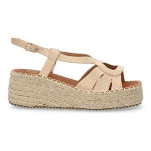 Sandalia de cuña de yute para mujer, comodas y elegantes, diseño moderno con tiras en la pala