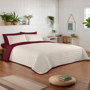 Naturals - Colcha Bouti - Lisa - Reversible - 100% Microfibra - 70 gr/m² - Burdeos/Vainilla
