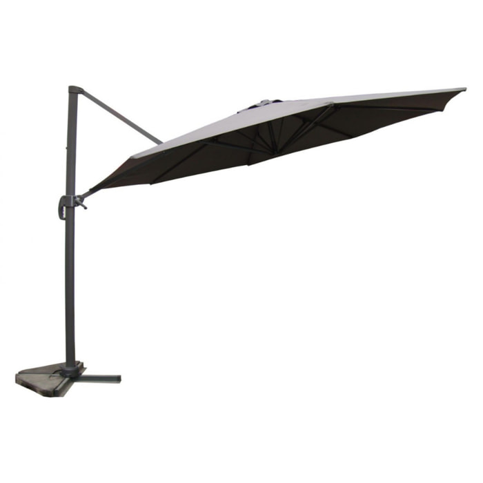 Parasol déporté et rotatif Ø 3,5 m gris TARGA
