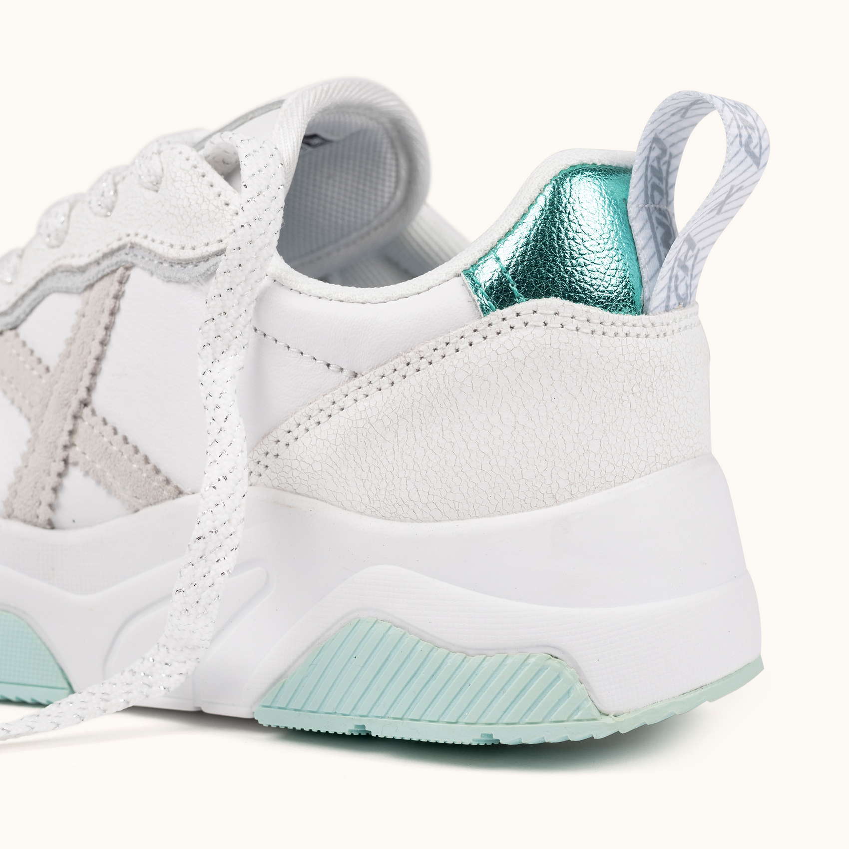 MUNICH WAVE 185 Zapatillas de diseño retro con volumen Blanco y Verde Menta