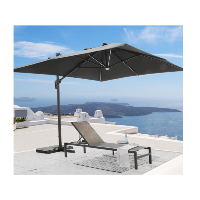 LUMINO - Parasol déporté 3x3m éclairage LED - Gris Anthracite