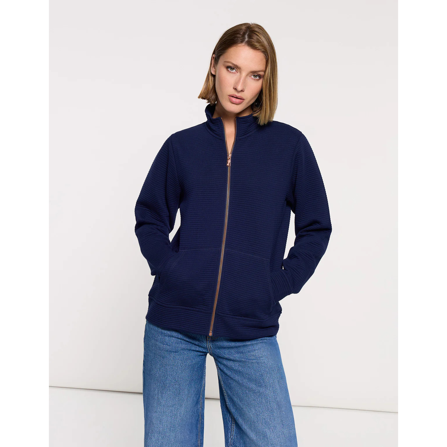 Chaqueta Cremallera Azul Marino - Tigia