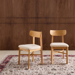 Chaise vintage bois d'hévéa et bouclette (lot de 2) THÉA