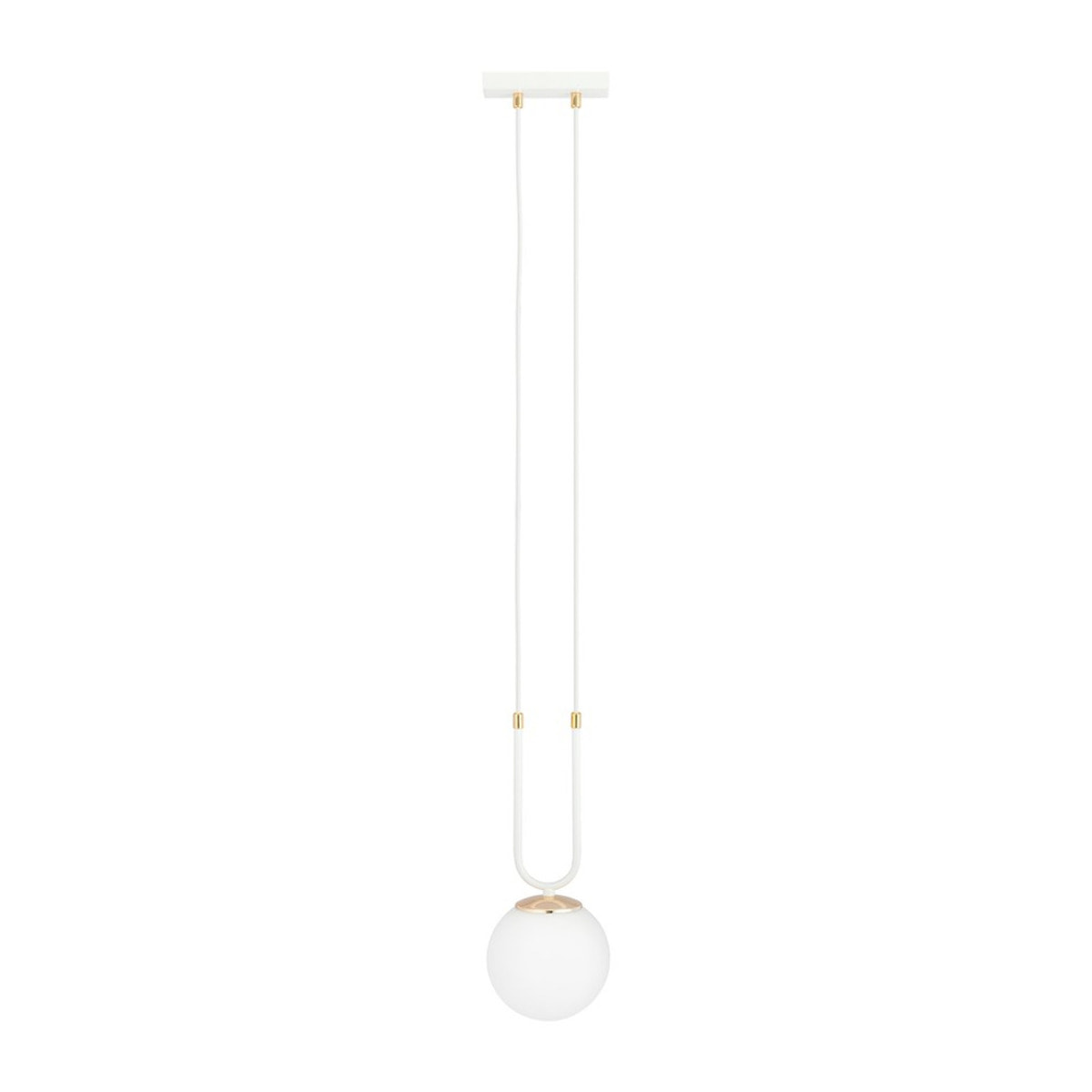 Lampada a sospensione GLAM in acciaio bianco opale e oro
