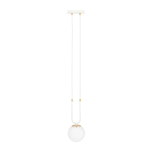 Lampada a sospensione GLAM in acciaio bianco opale e oro