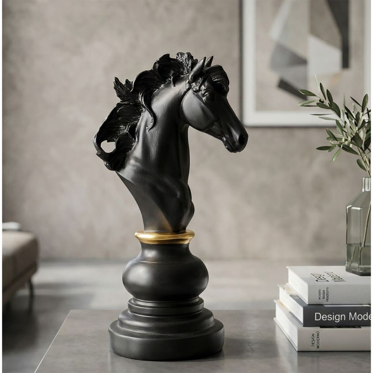 CAVALLO NERO E ORO CM 14X11X27