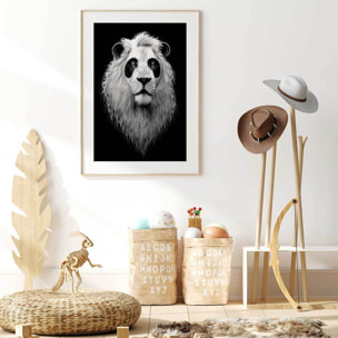 Affiche enfant le pandalion  Affiche + cadre en bois - Chêne