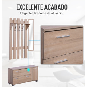 Pack 3 Muebles de Entrada Pasillo 90x21,5x116cm Roble