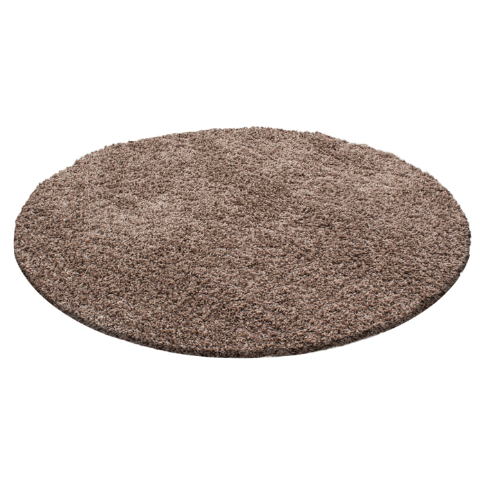 OTTAWA - Tapis rond shaggy uni Moka