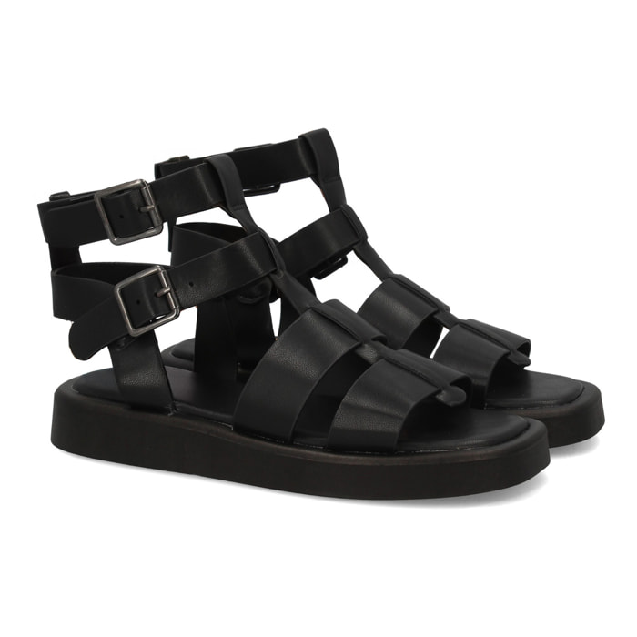 Sandalia romana mujer cómoda con tiras y hebillas