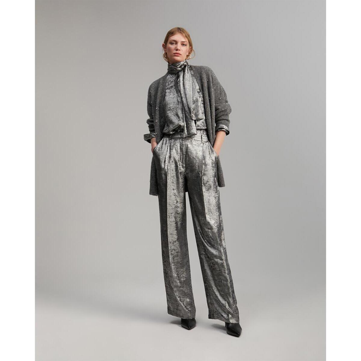 Camicia laminata con colletto a cravatta