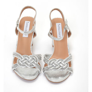 Sandali in simil pelle laminata con tacco comodo