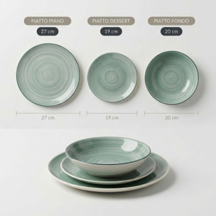 Servizio Tavola da 18 Piatti in Ceramica, lavabile in lavastoviglie e adatto a microonde, Intrecci