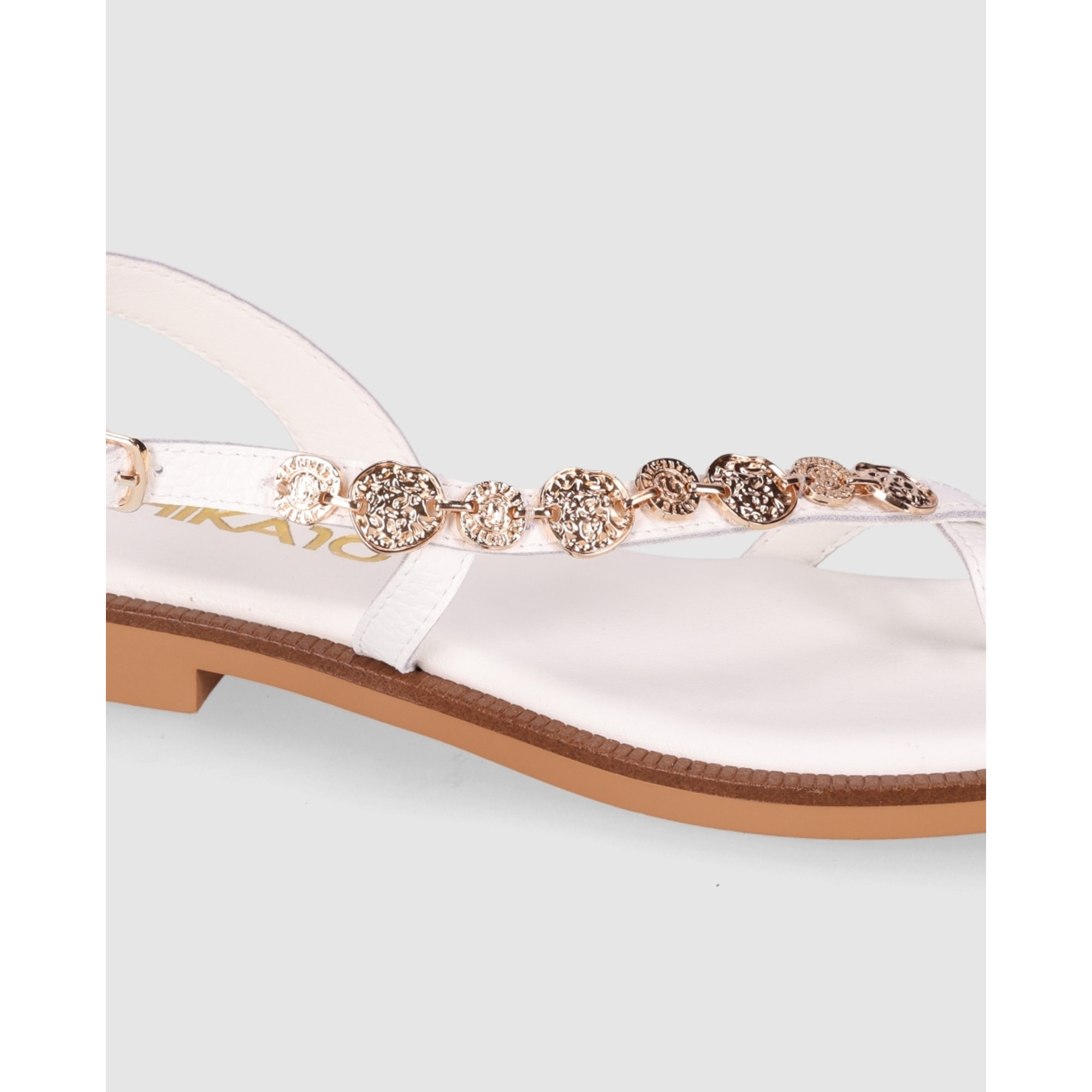 Sandalias de Piel - Blanco - Tacón: 1 cm