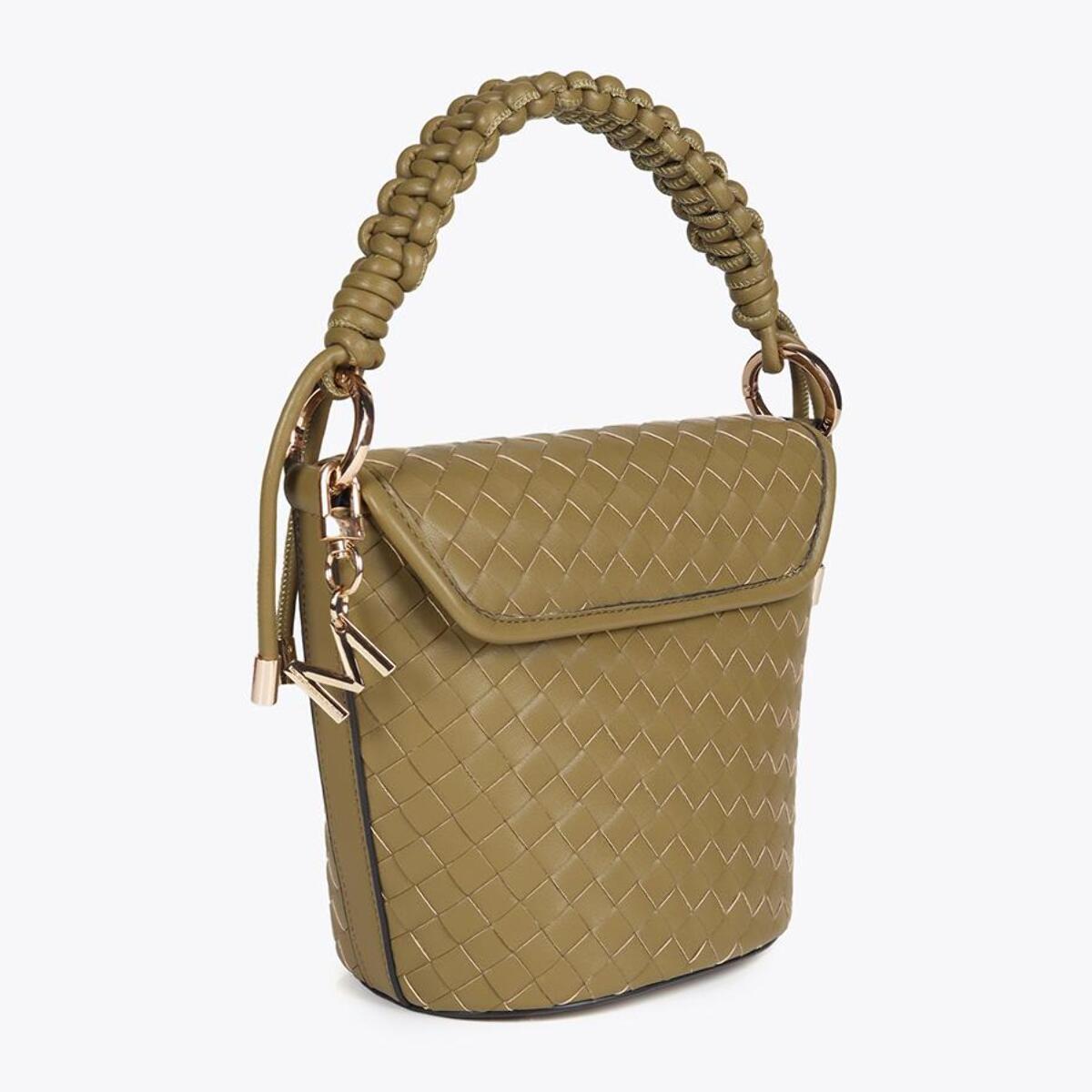 Borsa a tracolla intrecciata effetto pelle